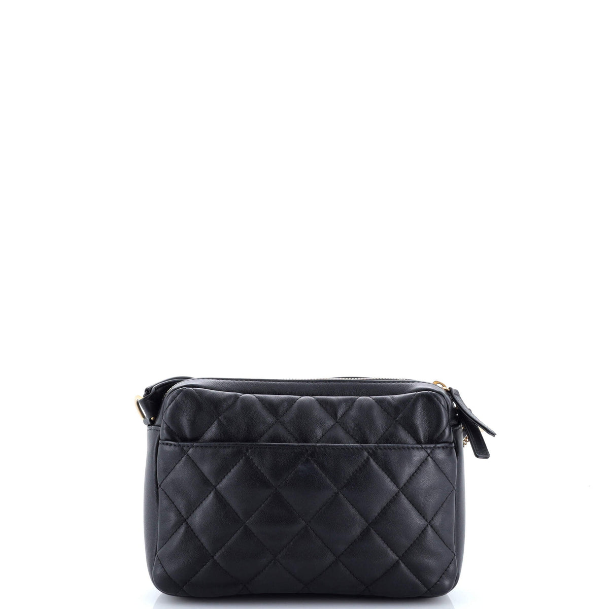 Logo Twin Pockets Chain Camera Case Quilted Calfskin Small