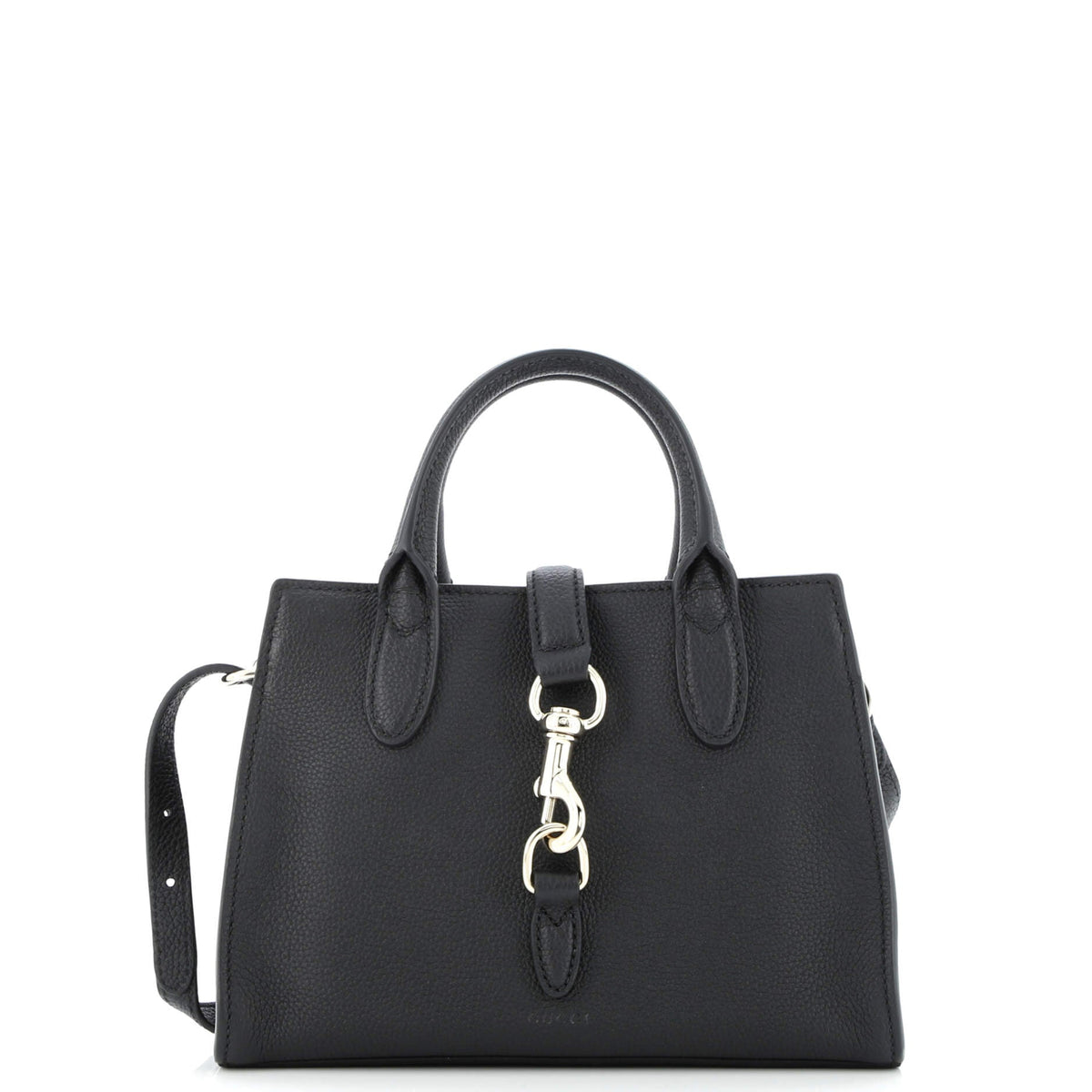 Top Handle Tote with Hook Closure Leather Small