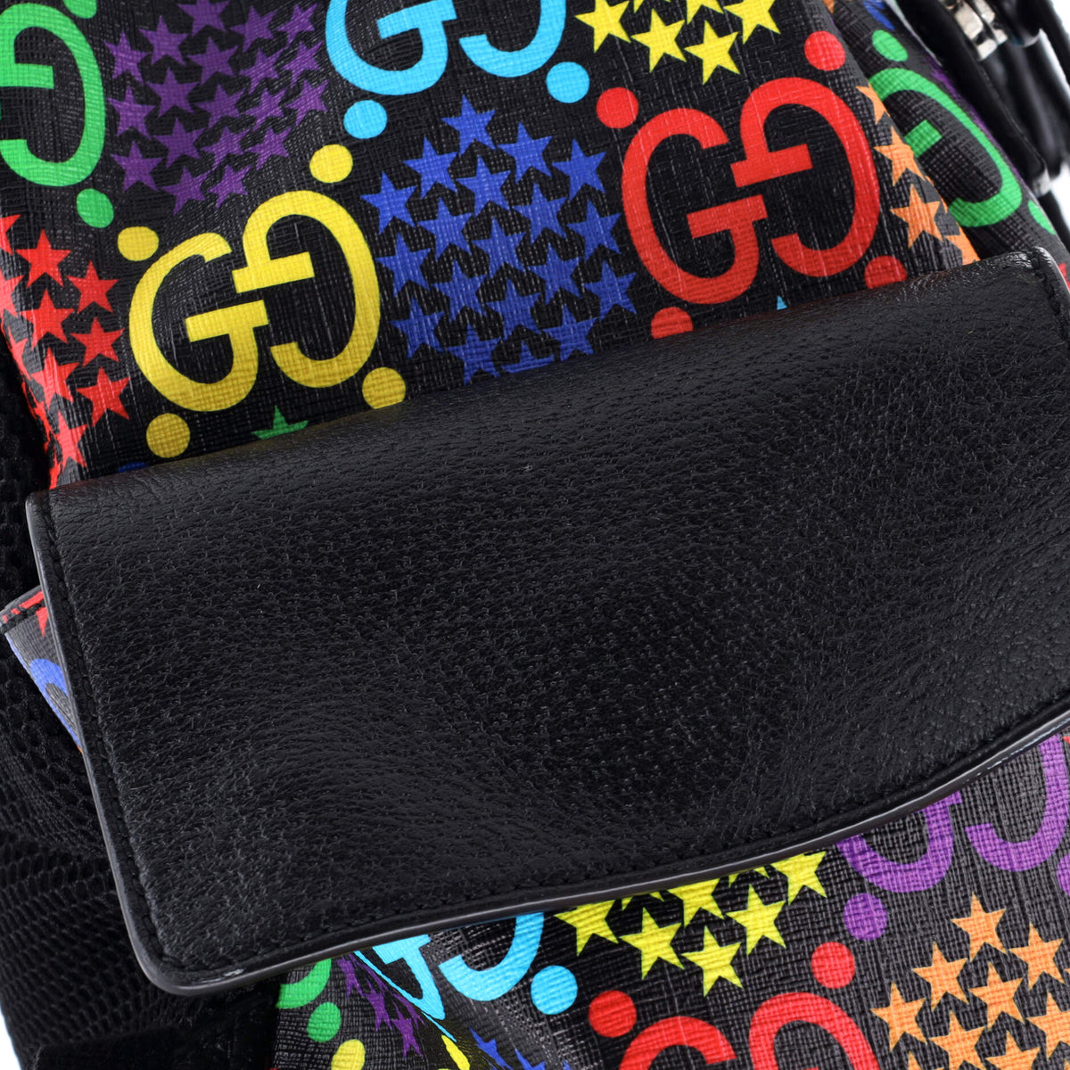 Double Pocket Belt Backpack Psychedelic Print GG Coated Canvas Medium