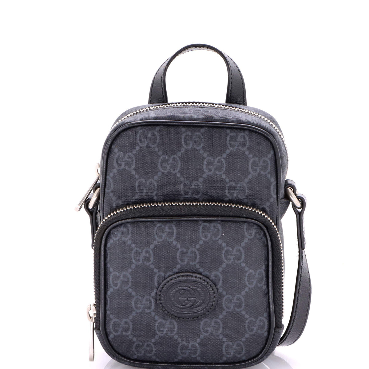 Interlocking G Patch Top Handle Crossbody Bag GG Coated Canvas Mini