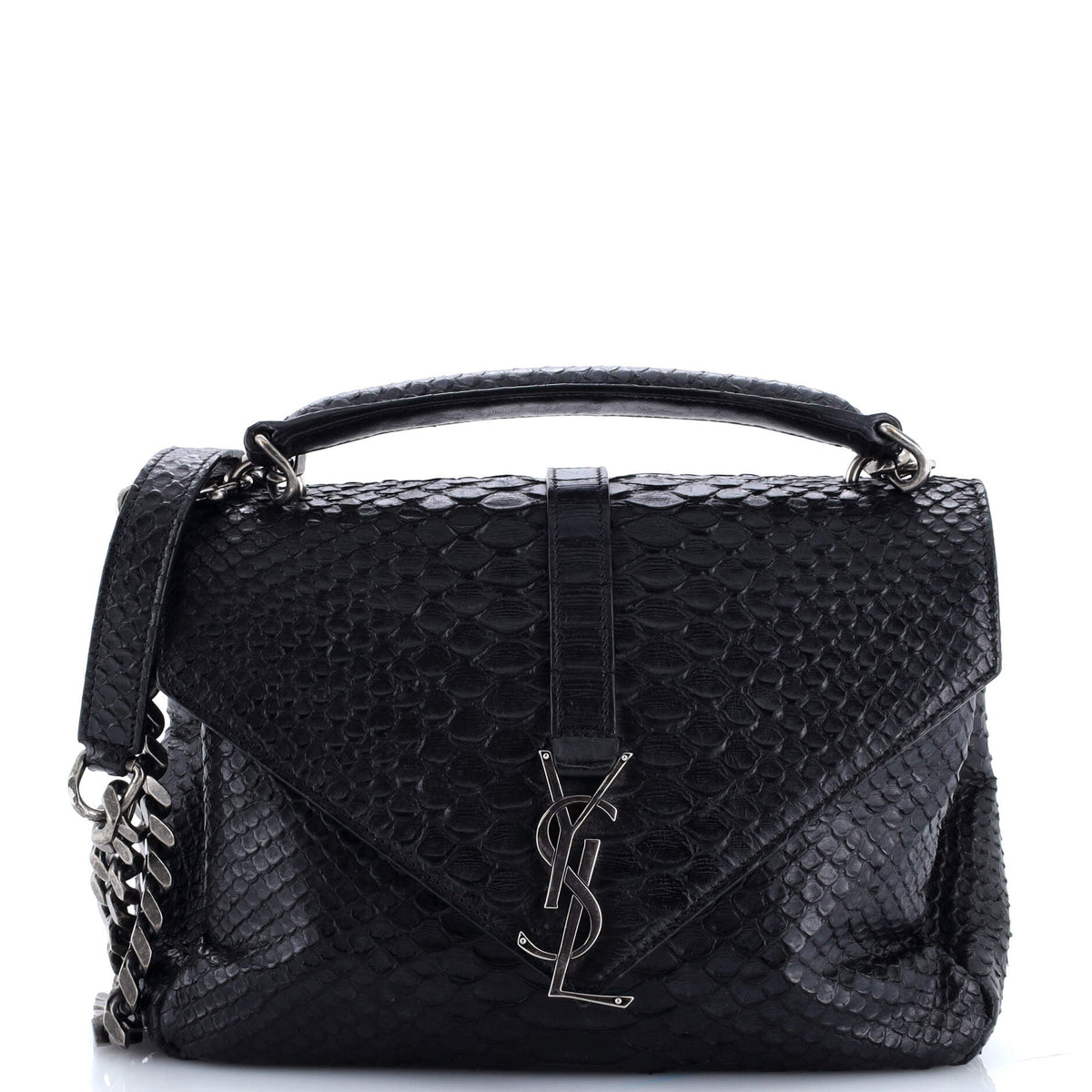 Classic Monogram College Bag Python Embossed Leather Medium