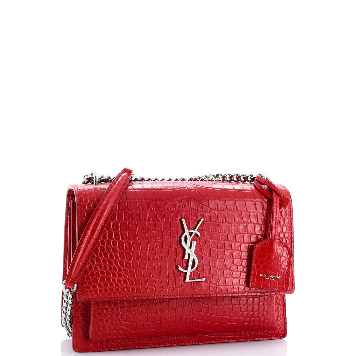 Sunset Crossbody Bag Crocodile Embossed Leather Medium