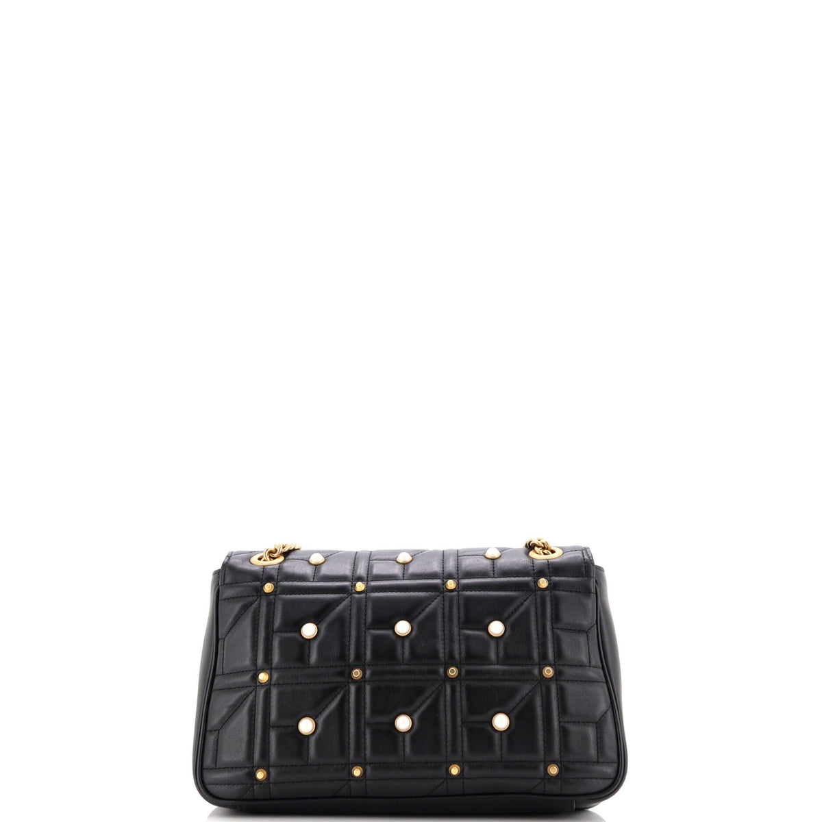 Pearly GG Marmont Flap Bag Embellished Matelasse Leather Medium