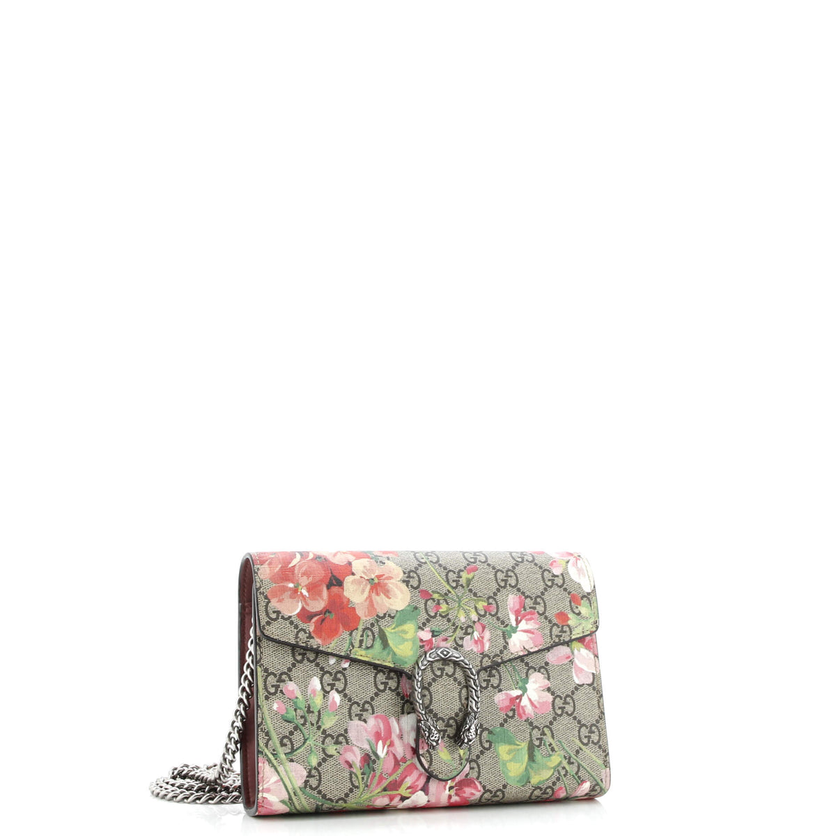 Dionysus Chain Wallet Blooms Print GG Coated Canvas Small