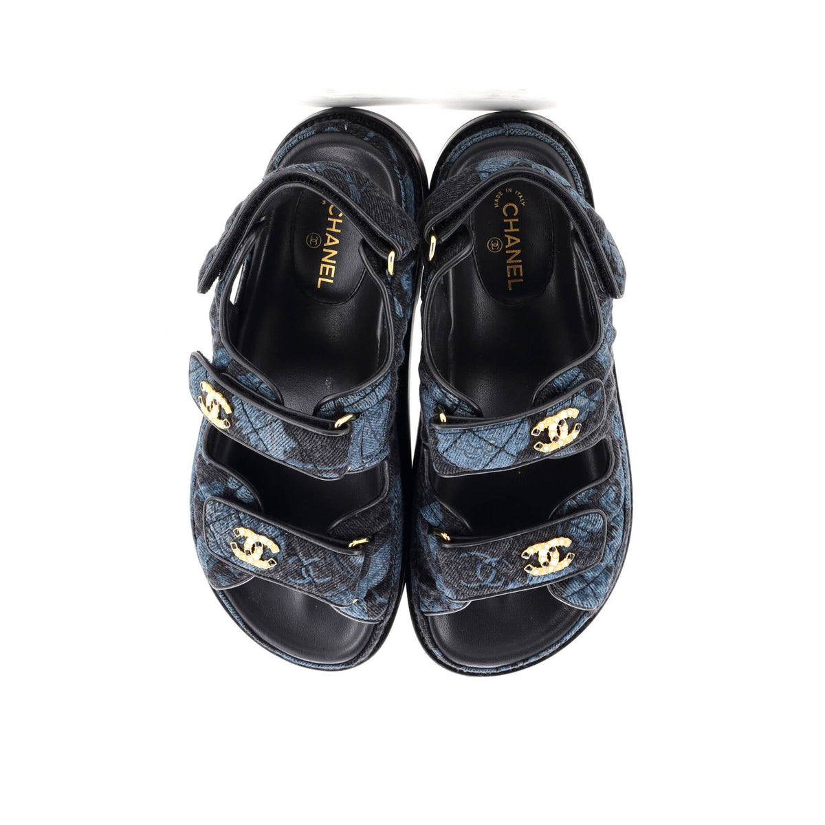 Women's Velcro Dad Sandals Quilted Printed Denim