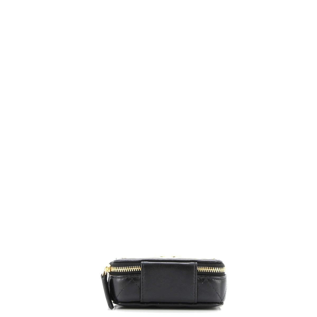 Golden Plate Zip Around Vanity Case with Chain Quilted Metal and Lambskin Extra Mini