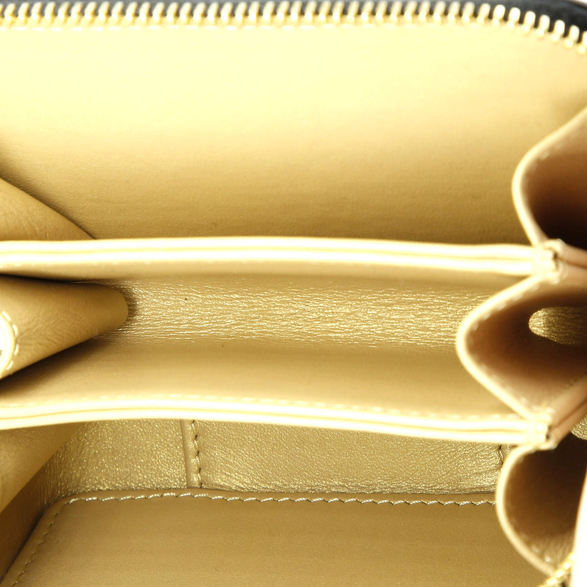 Golden Plate Zip Around Vanity Case with Chain Quilted Metal and Lambskin Extra Mini