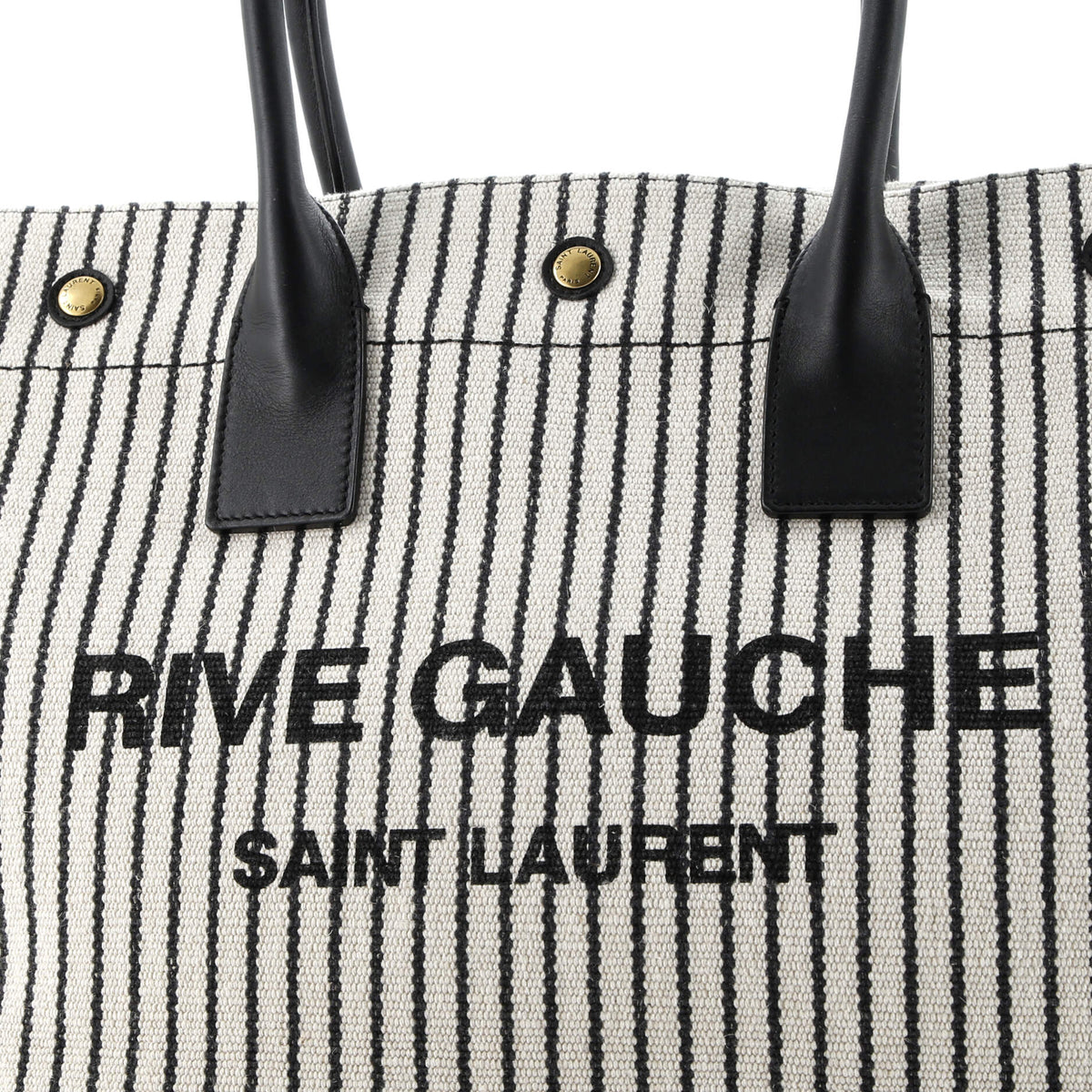 Rive Gauche Shopper Tote Striped Canvas Small