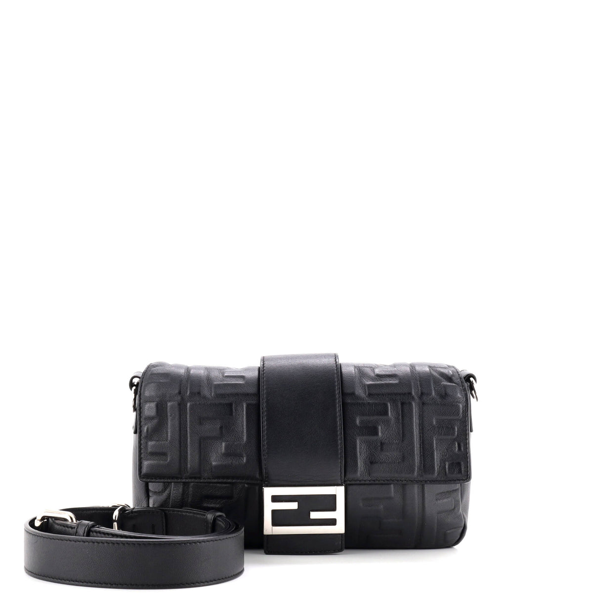 Baguette Convertible Belt Bag Zucca Embossed Leather Medium