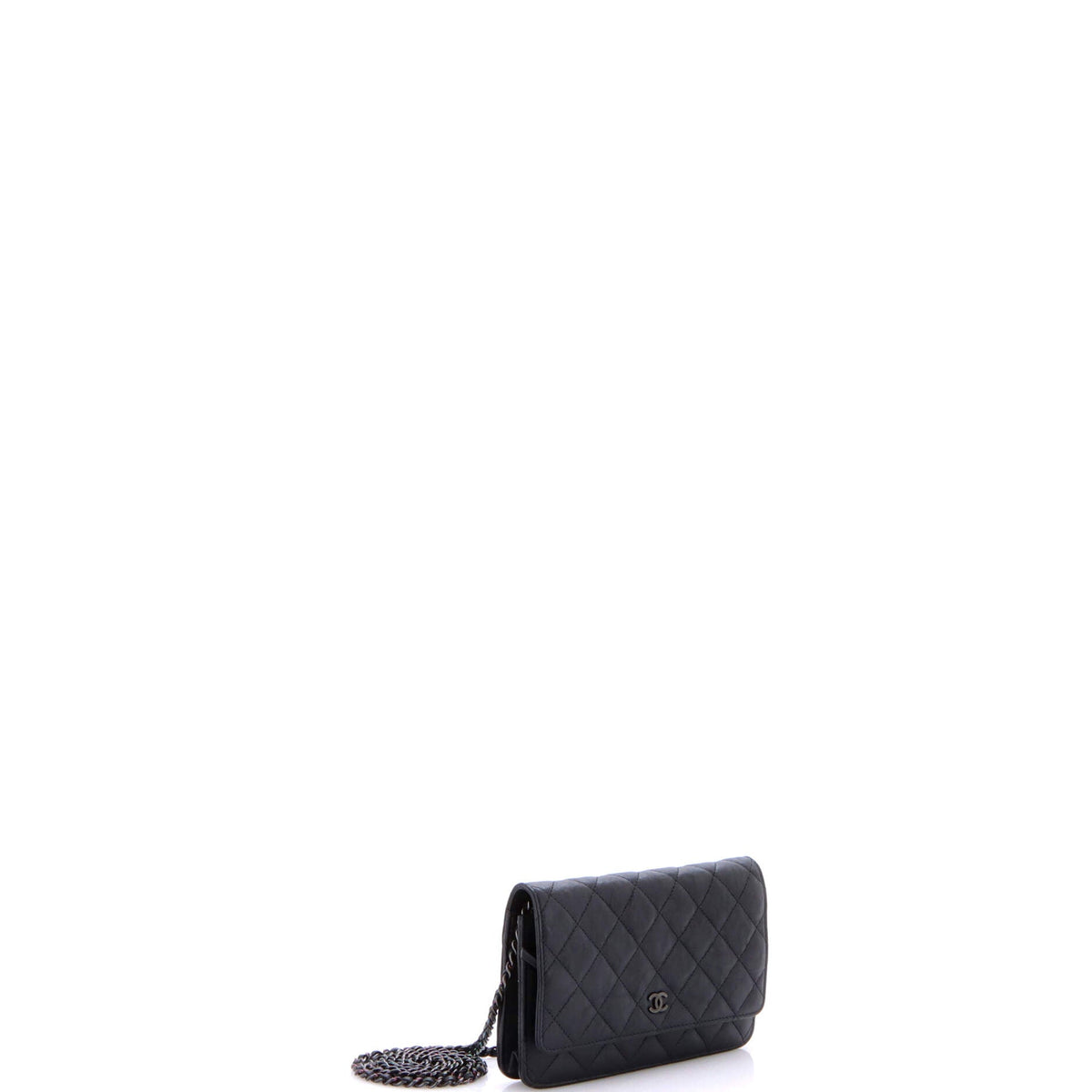 So Black Wallet on Chain Quilted Lambskin