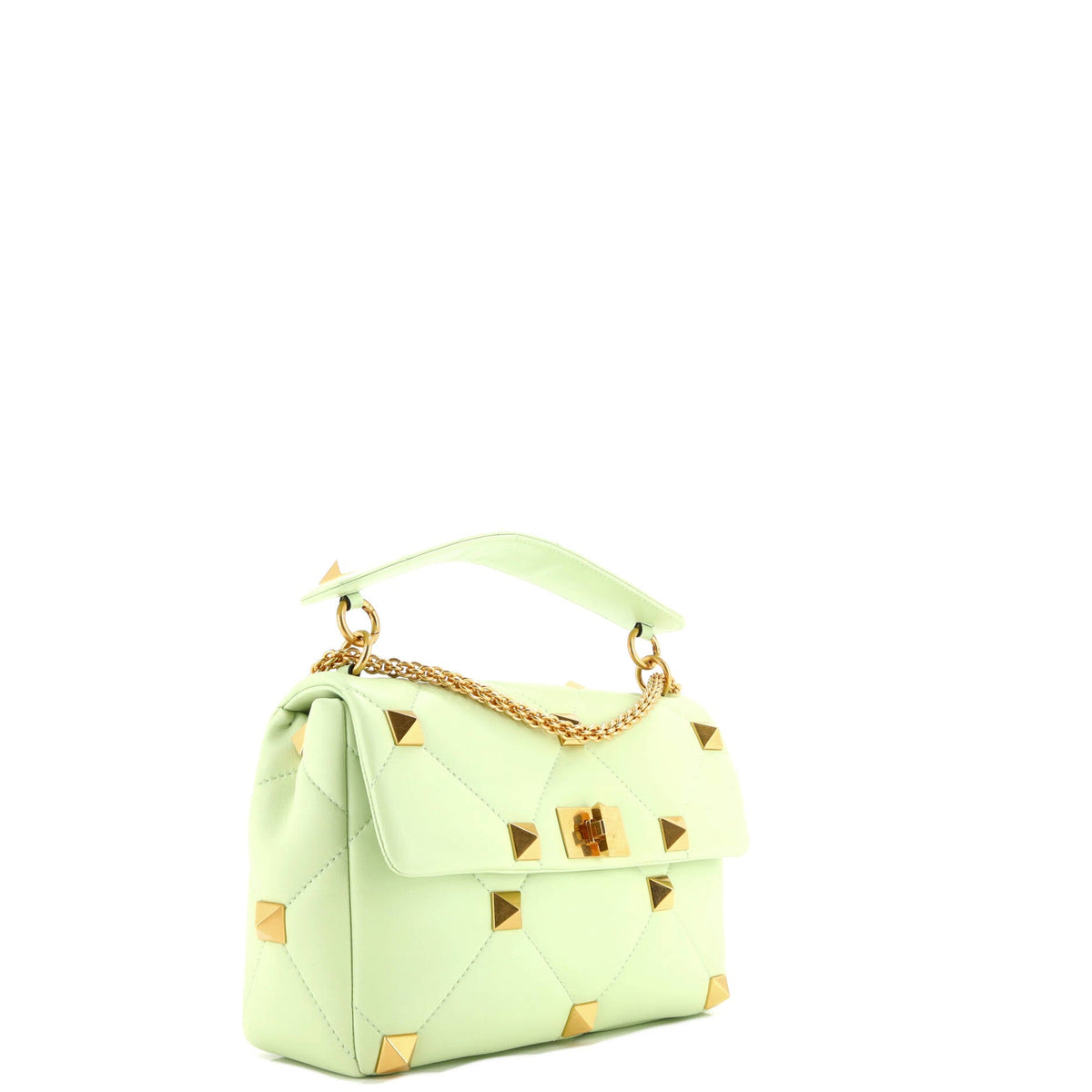 Roman Stud Flap Bag Quilted Leather Large