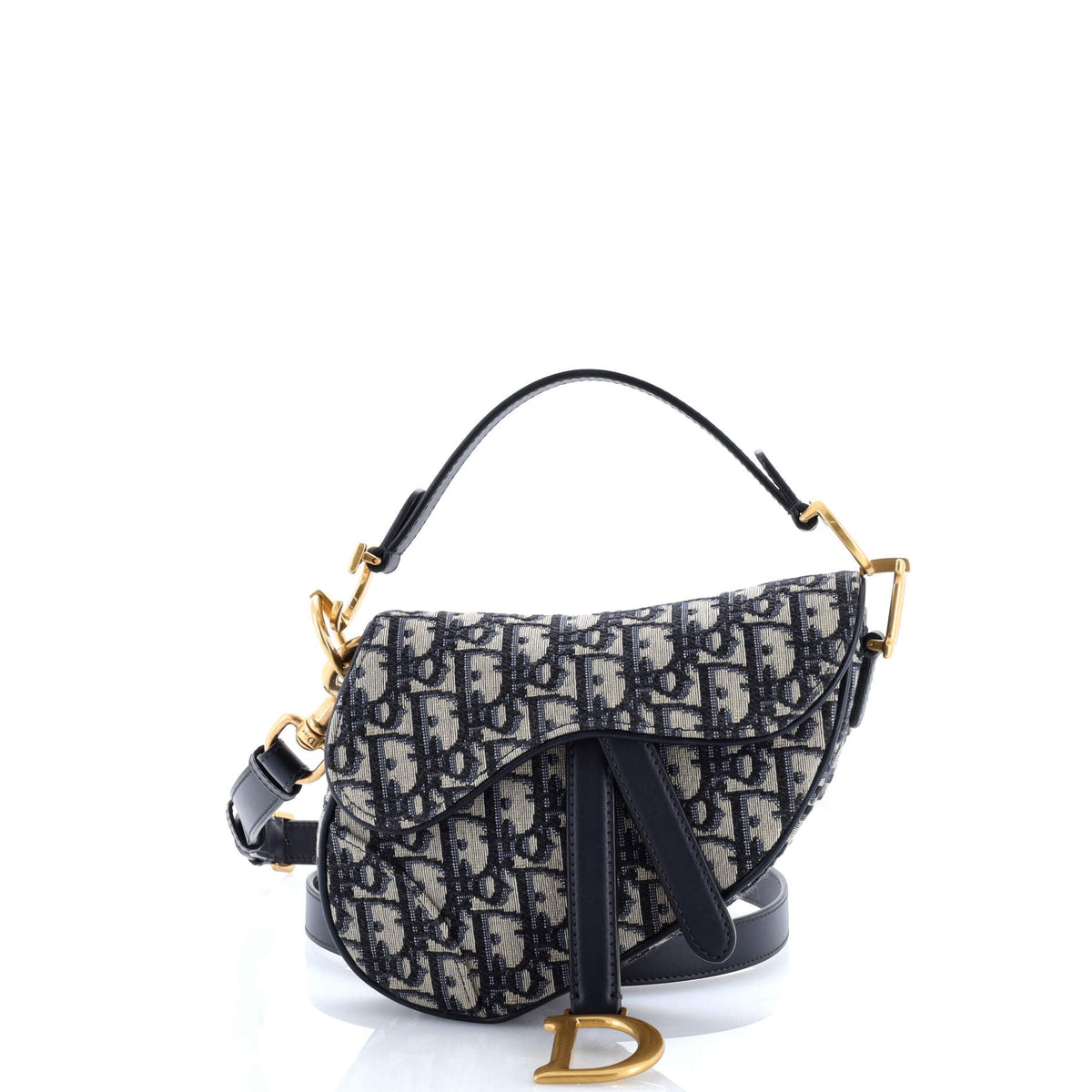 Saddle Handbag with Strap Oblique Canvas Mini