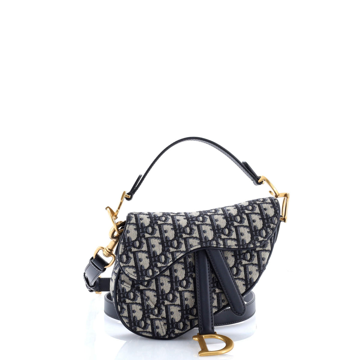 Saddle Handbag with Strap Oblique Canvas Mini