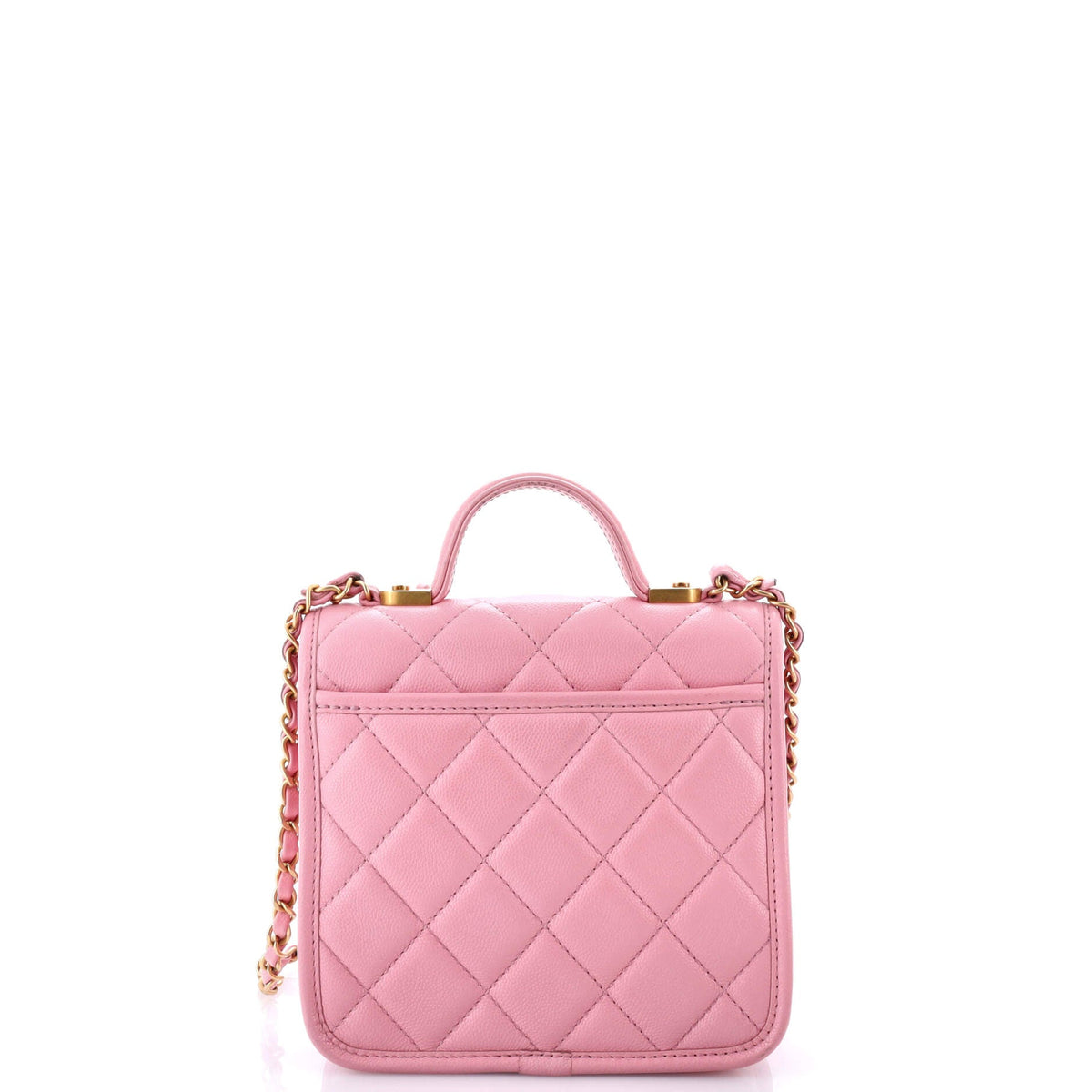 School Memory Top Handle Flap Bag Quilted Caviar Mini