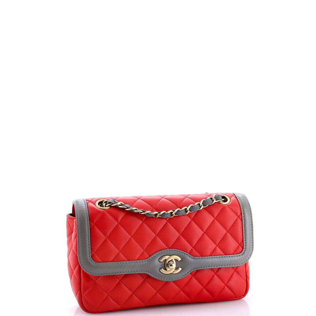 Two Tone Flap Bag Quilted Lambskin Small