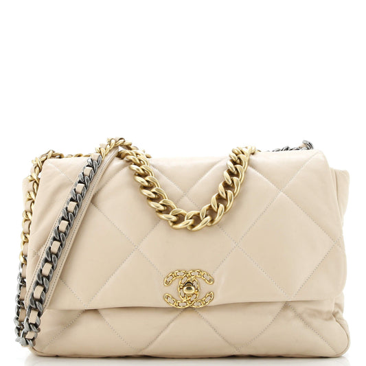 19 Flap Bag Quilted Leather Maxi