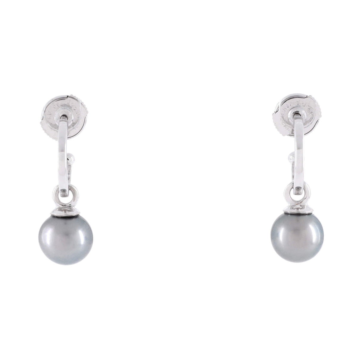 Drop Hoop Earrings 18K White Gold and Pearl