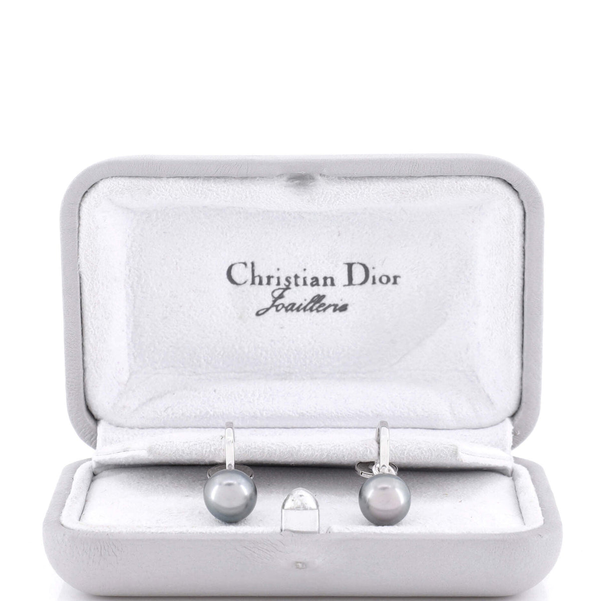 Drop Hoop Earrings 18K White Gold and Pearl