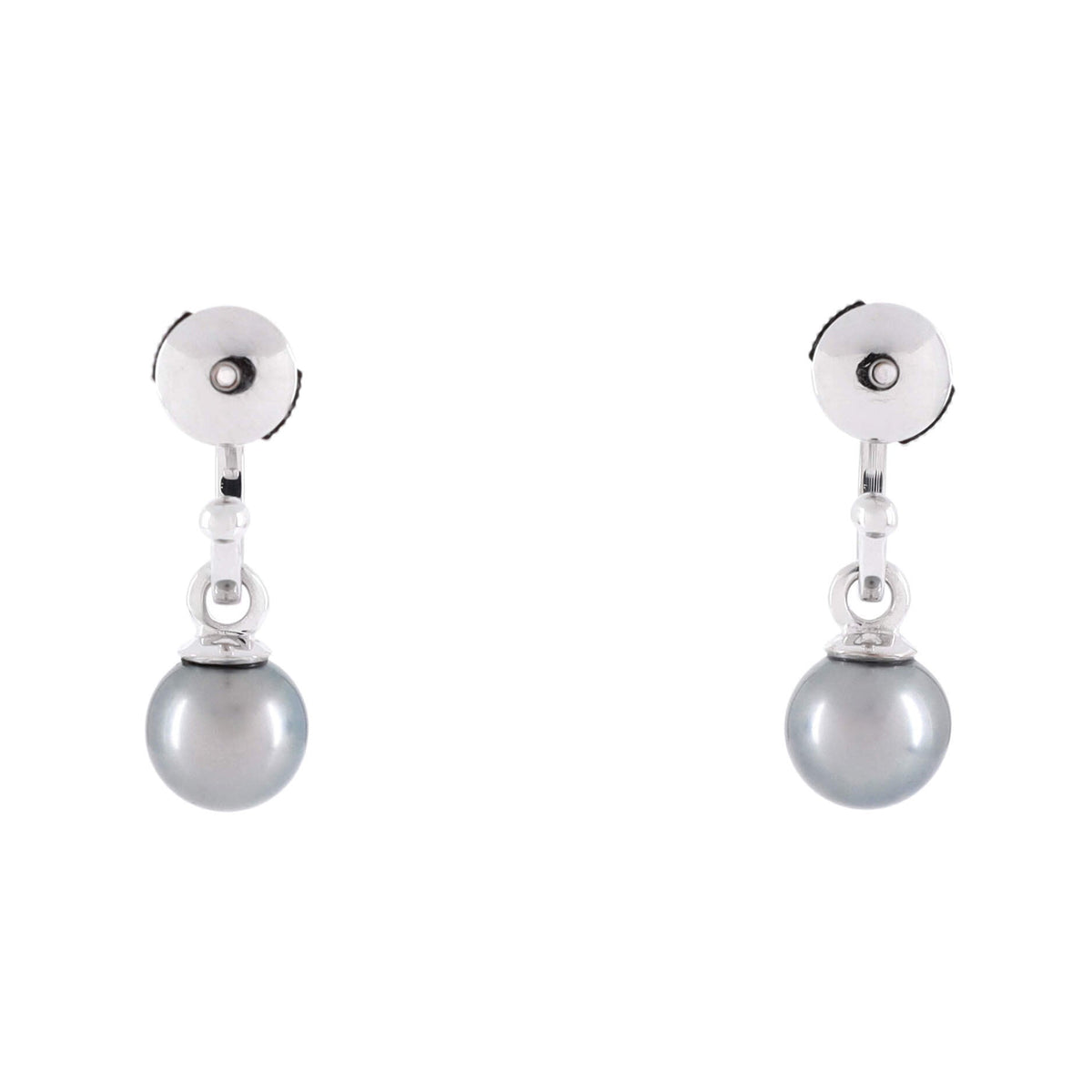 Drop Hoop Earrings 18K White Gold and Pearl