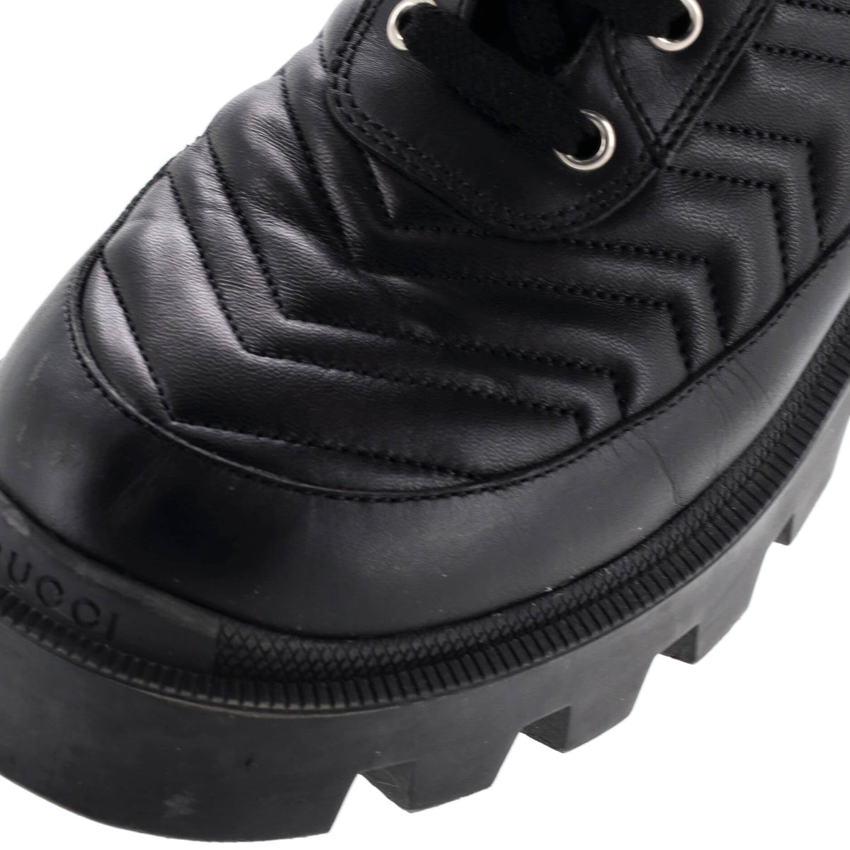 Women's GG Marmont Platform Combat Boots Matelasse Leather