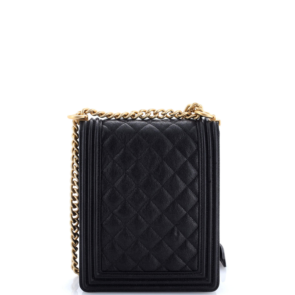 North South Boy Flap Bag Quilted Caviar Small