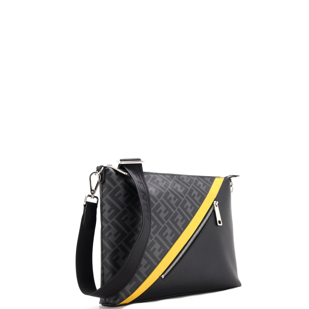 Front Zip Messenger Zucca Coated Canvas and Leather Large