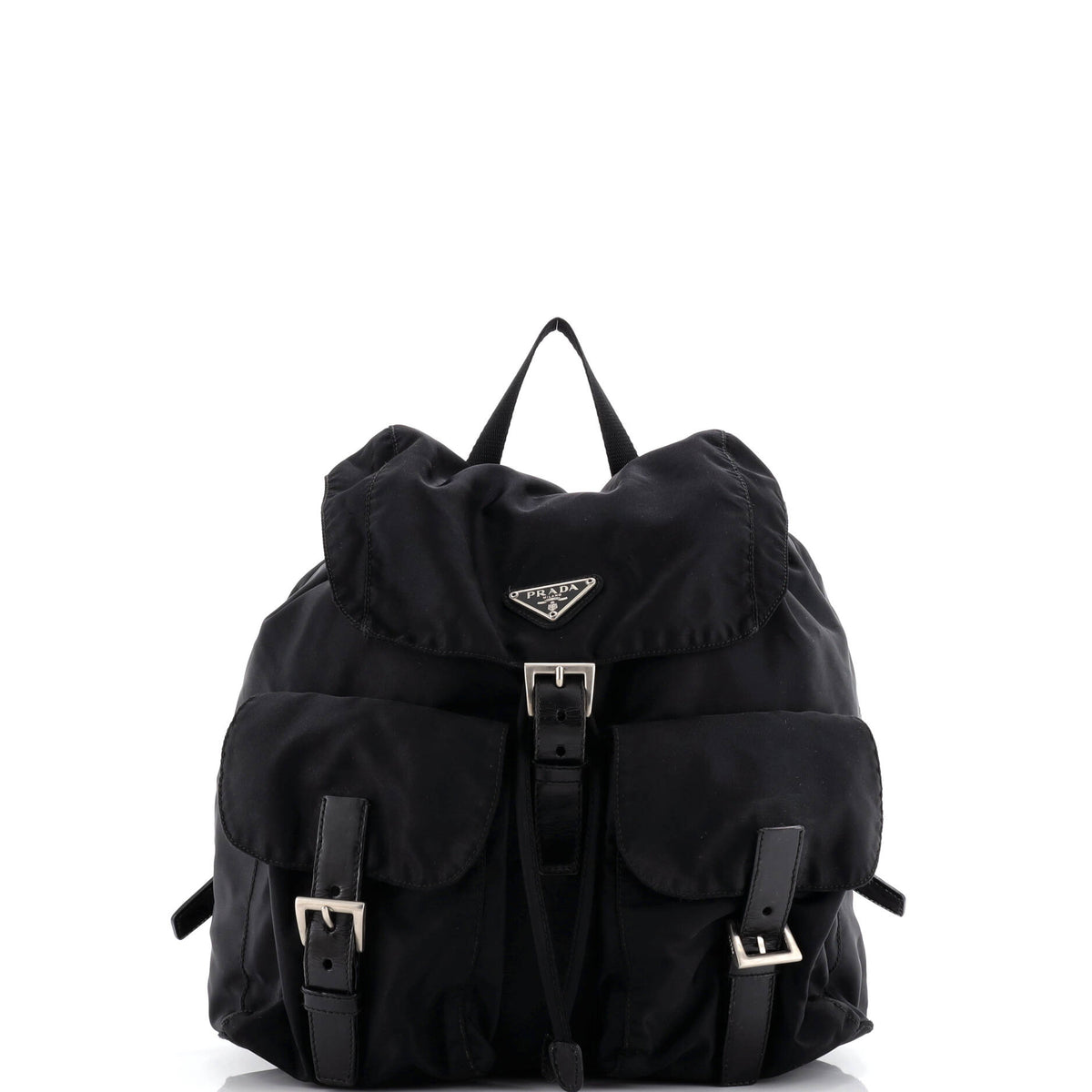 Vela Double Front Pocket Backpack Tessuto with Saffiano Leather Medium
