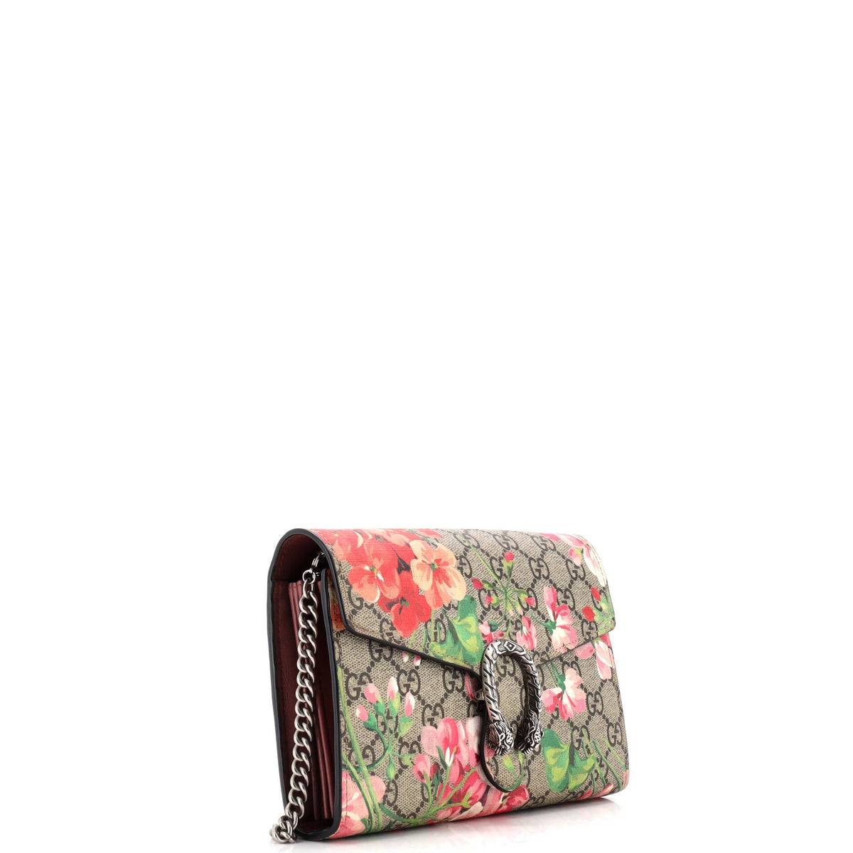 Dionysus Chain Wallet Blooms Print GG Coated Canvas Small
