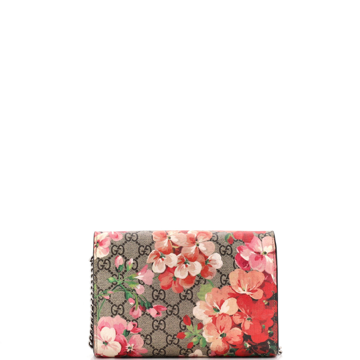 Dionysus Chain Wallet Blooms Print GG Coated Canvas Small