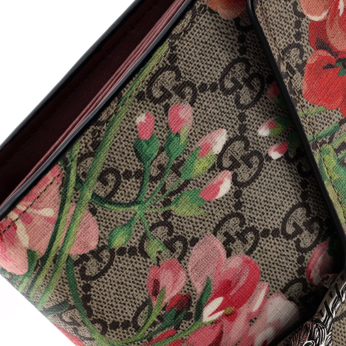 Dionysus Chain Wallet Blooms Print GG Coated Canvas Small
