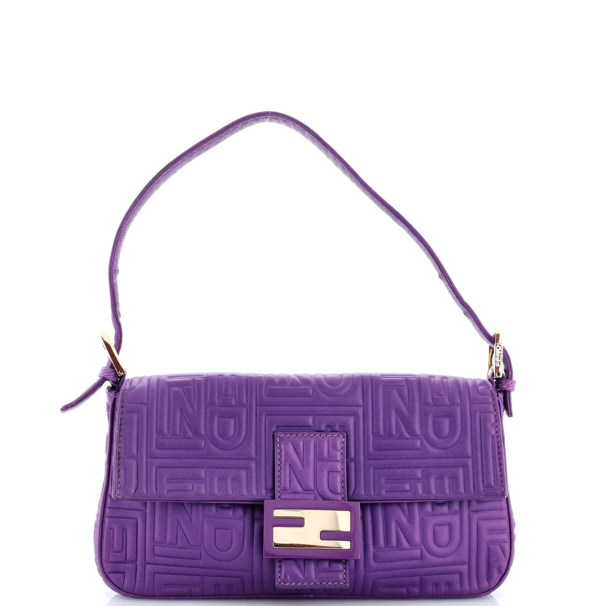 Baguette Bag Logo Embossed Leather Small