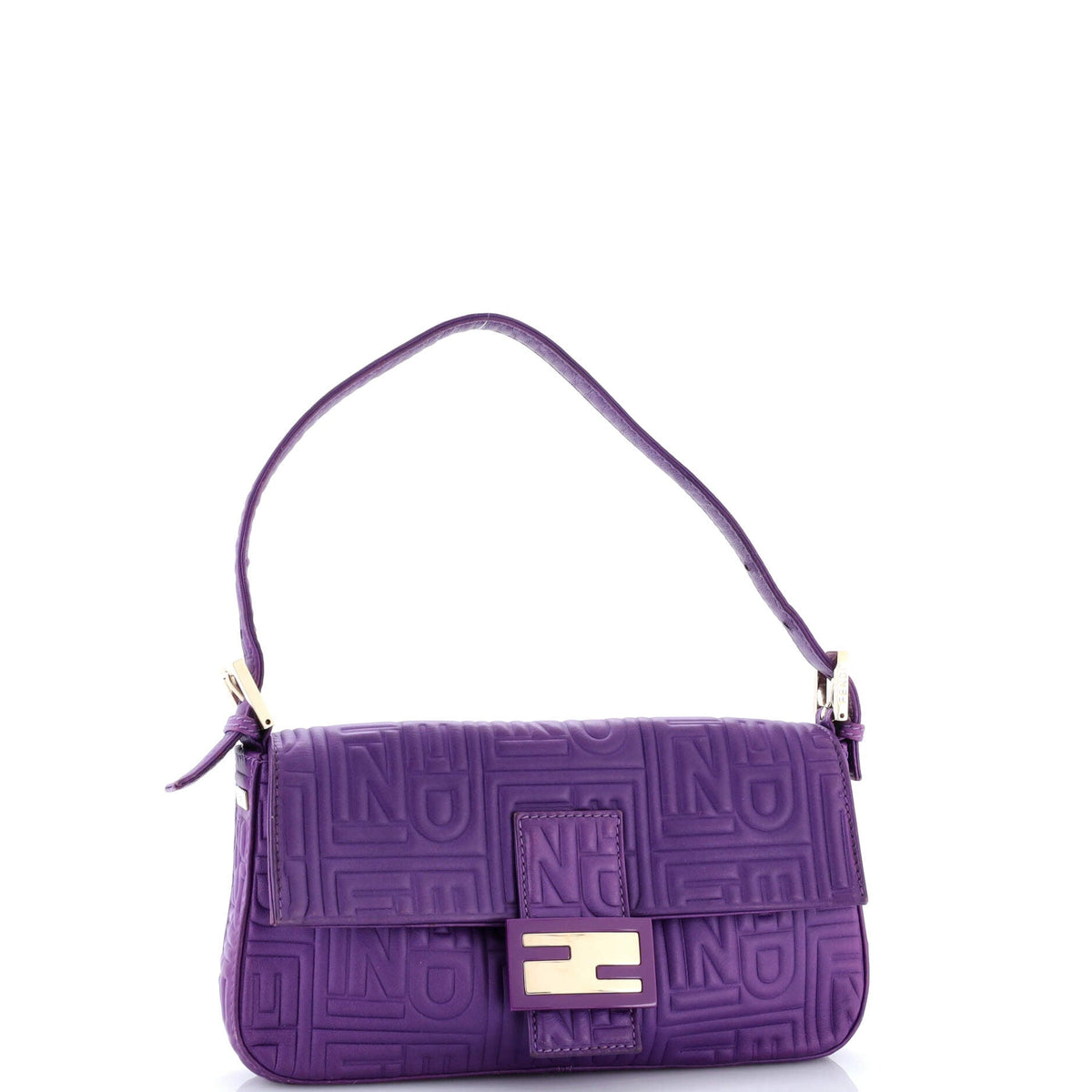 Baguette Bag Logo Embossed Leather Small