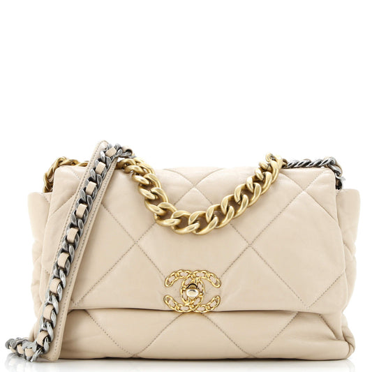 19 Flap Bag Quilted Leather Large