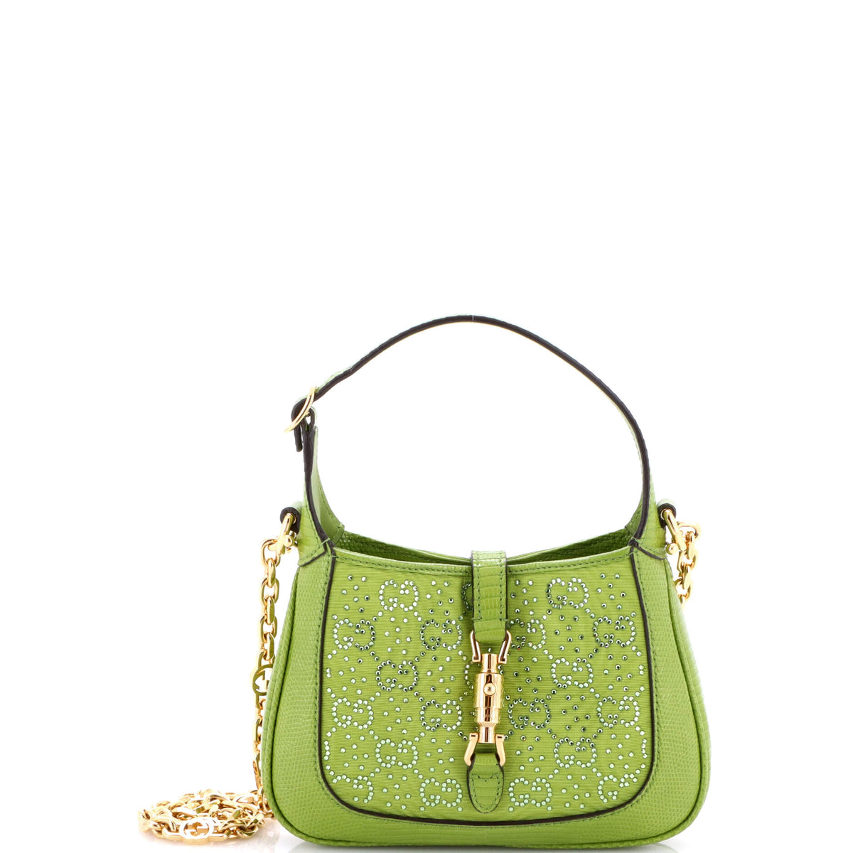 Jackie 1961 Chain Hobo GG Embellished Canvas with Lizard Mini