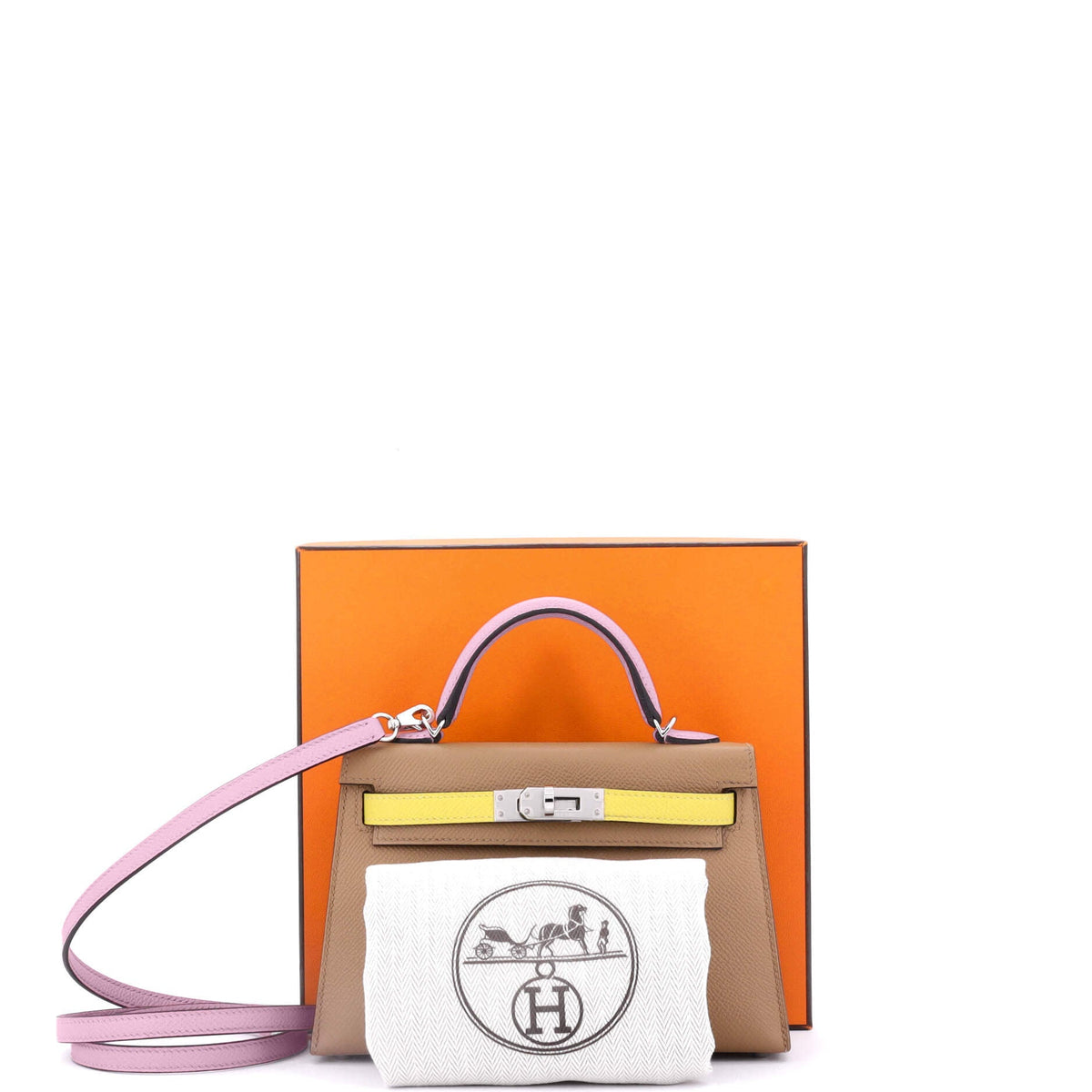 Kelly Mini II Bag Tricolor Epsom with Palladium Hardware 20