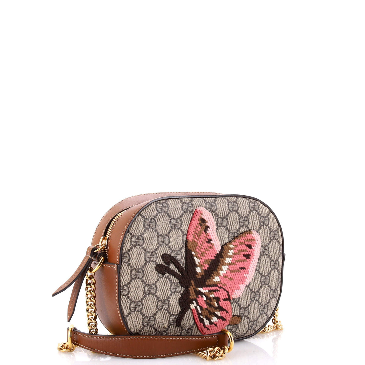 Chain Crossbody Bag Embroidered GG Coated Canvas Mini