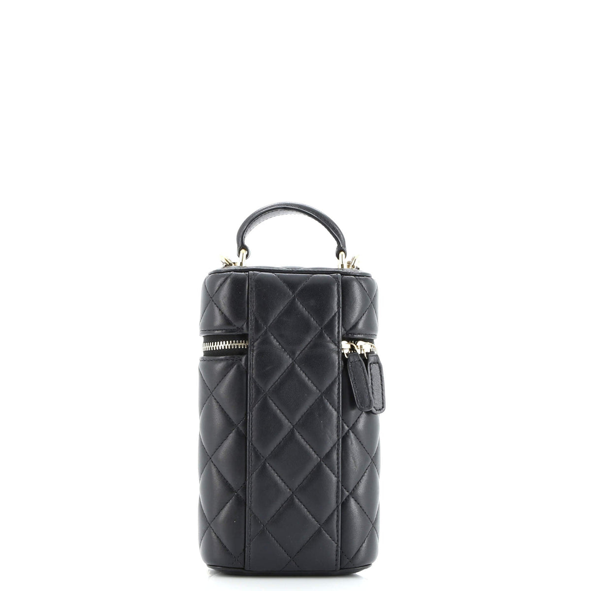 Classic Vanity Top Handle Phone Holder with Chain Quilted Lambskin