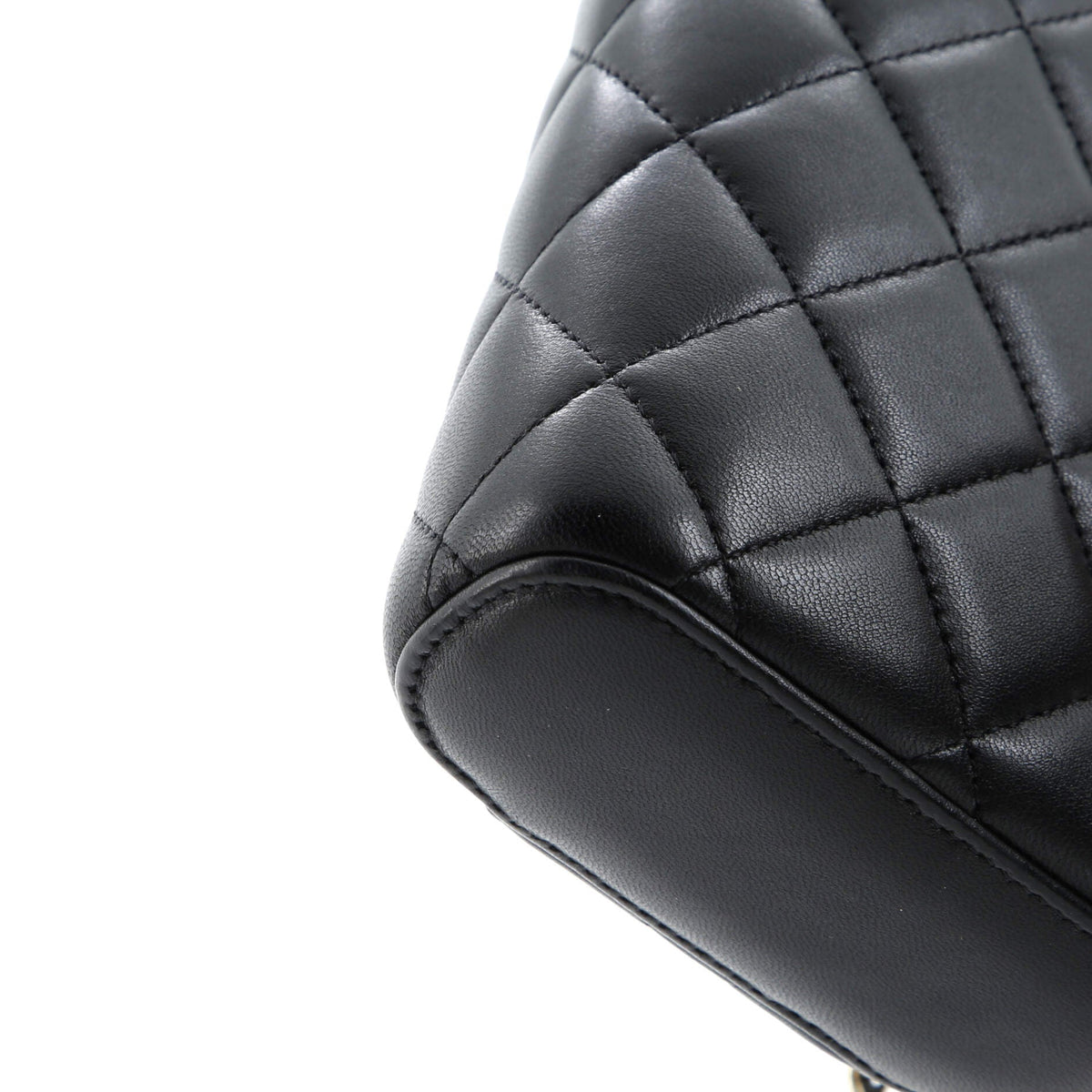 Classic Vanity Top Handle Phone Holder with Chain Quilted Lambskin