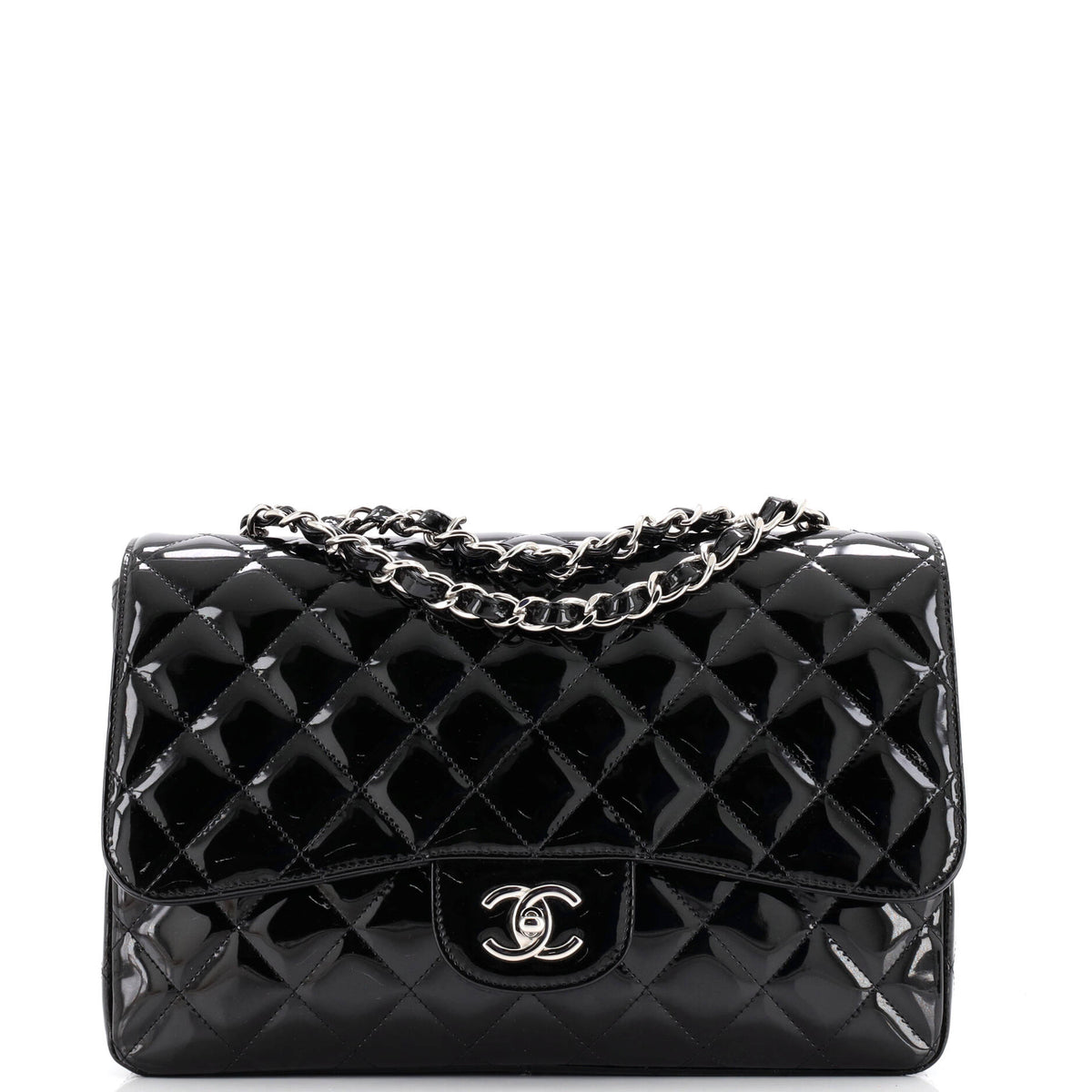 Vintage Classic Single Flap Bag Quilted Patent Jumbo
