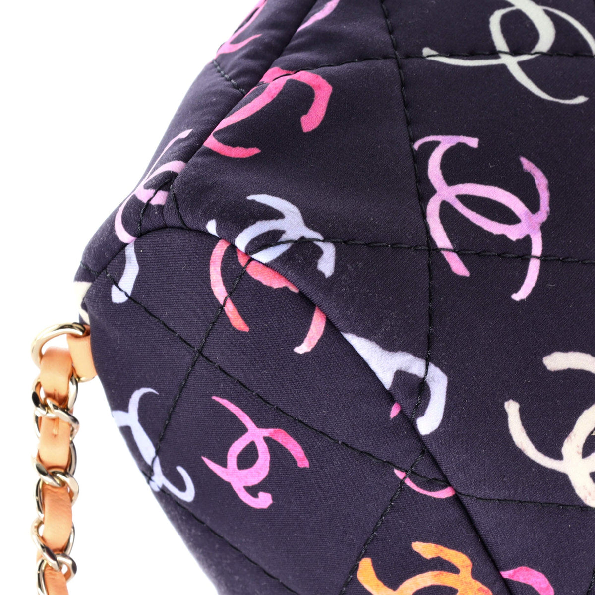 Logo Drawstring CC Bucket Backpack Quilted CC Printed Fabric Small