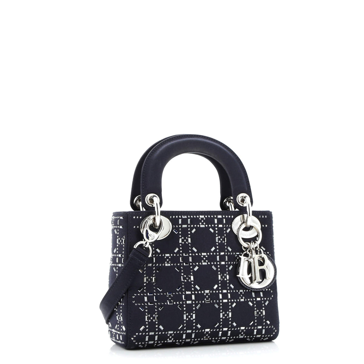 Lady Dior Bag Crystal Embellished Cannage Quilt Satin Mini