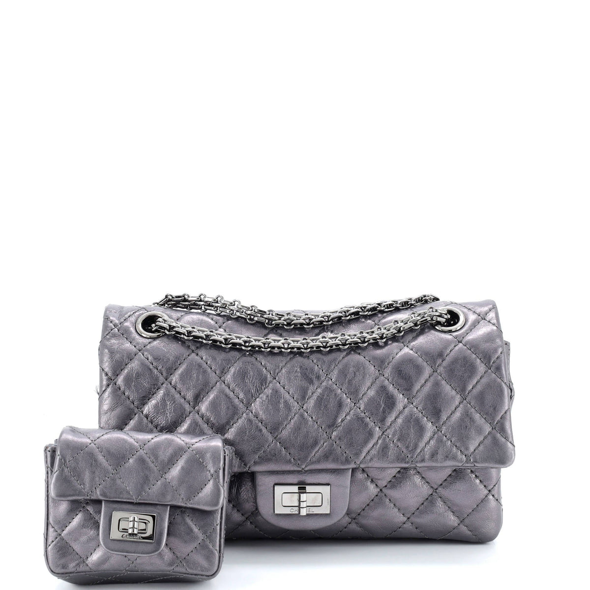 Reissue 2.55 Flap Bag with Flap Bag Coin Purse Quilted Metallic Aged Calfskin 225