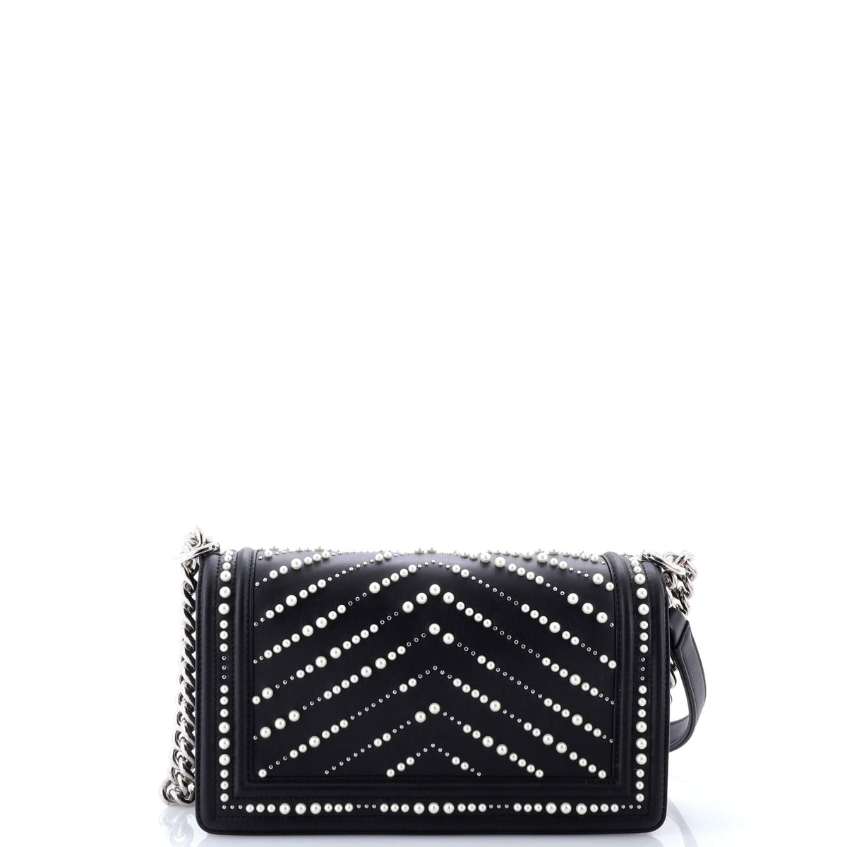 Boy Flap Bag Pearl Embellished Chevron Calfskin Old Medium