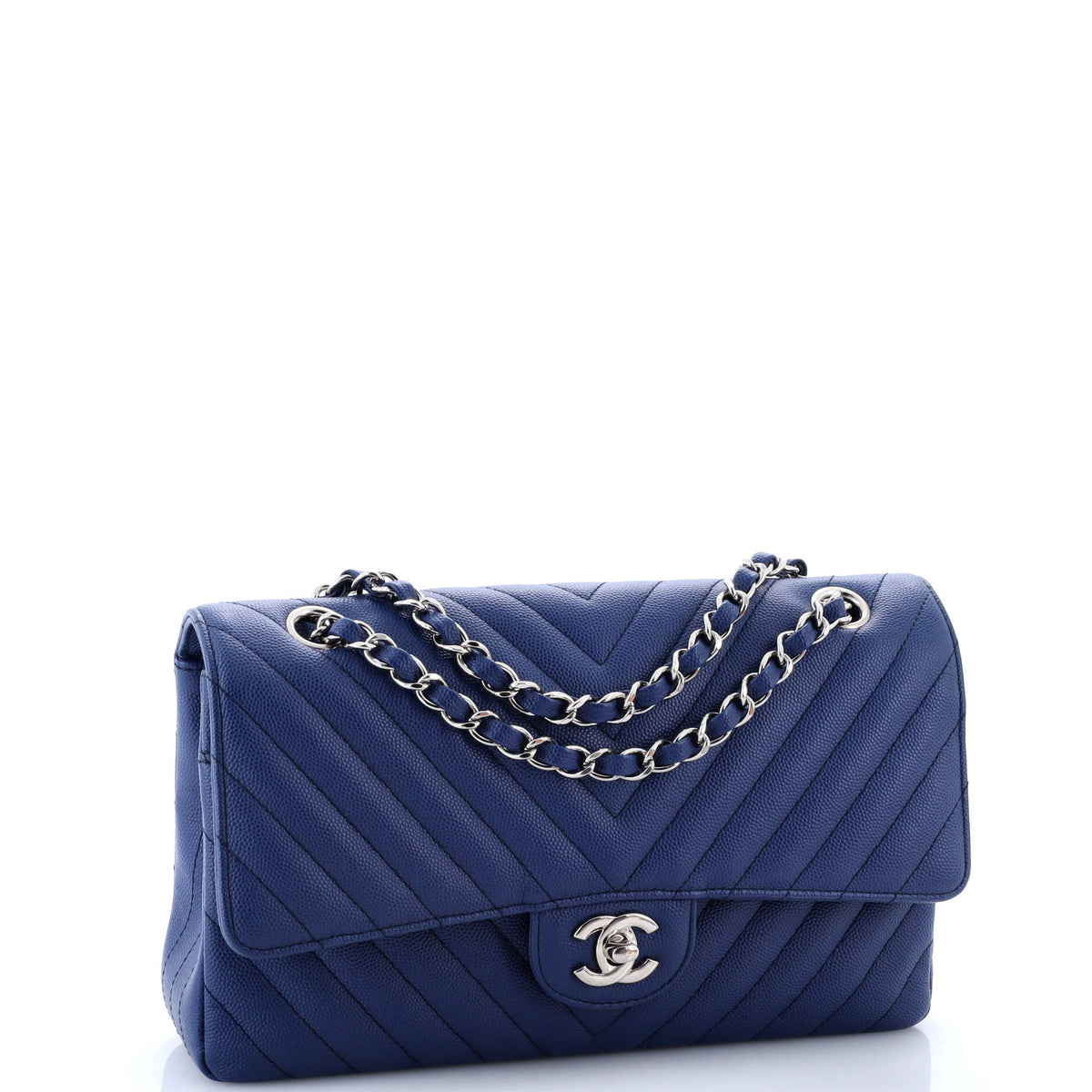 Classic Double Flap Bag Chevron Caviar Medium