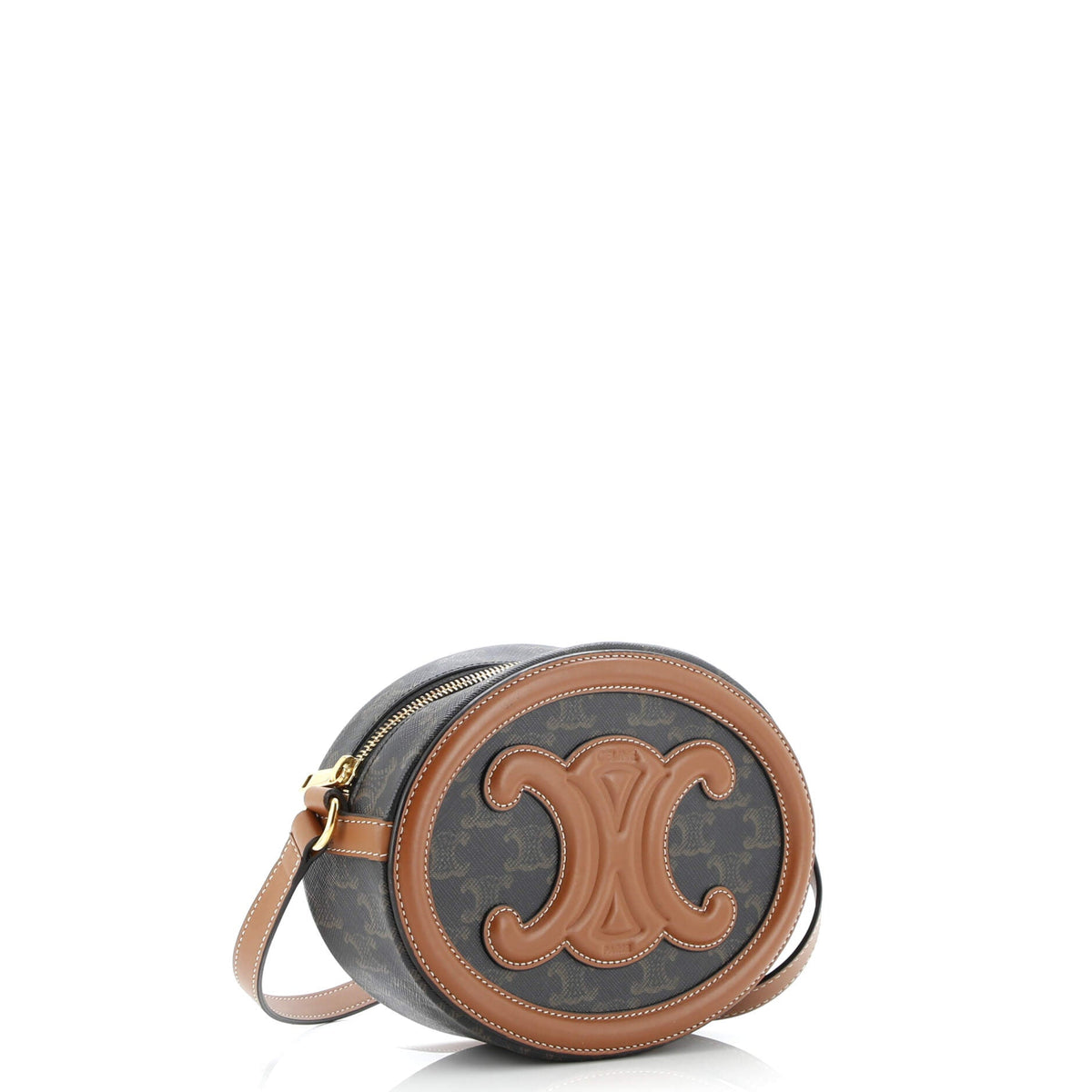 Triomphe Oval Crossbody Bag Triomphe Coated Canvas and Leather