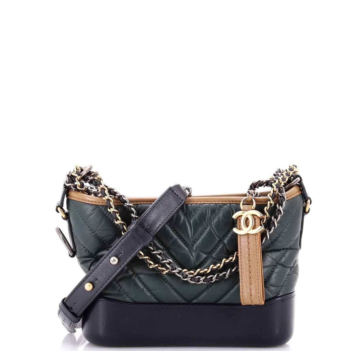 Gabrielle Hobo Chevron Aged Calfskin Small