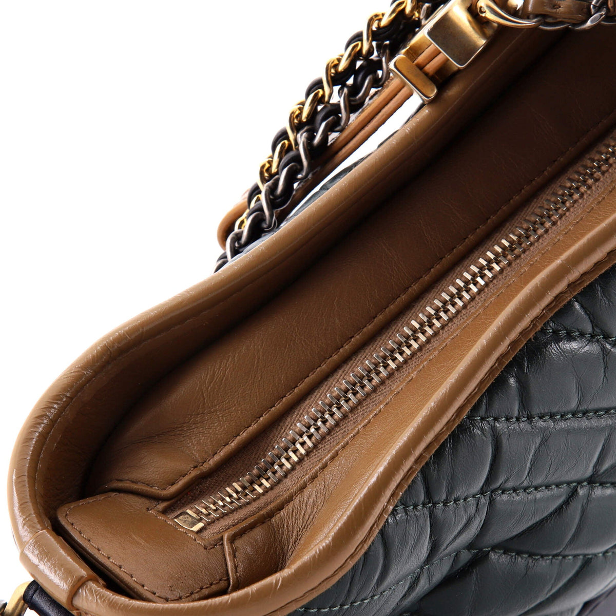 Gabrielle Hobo Chevron Aged Calfskin Small