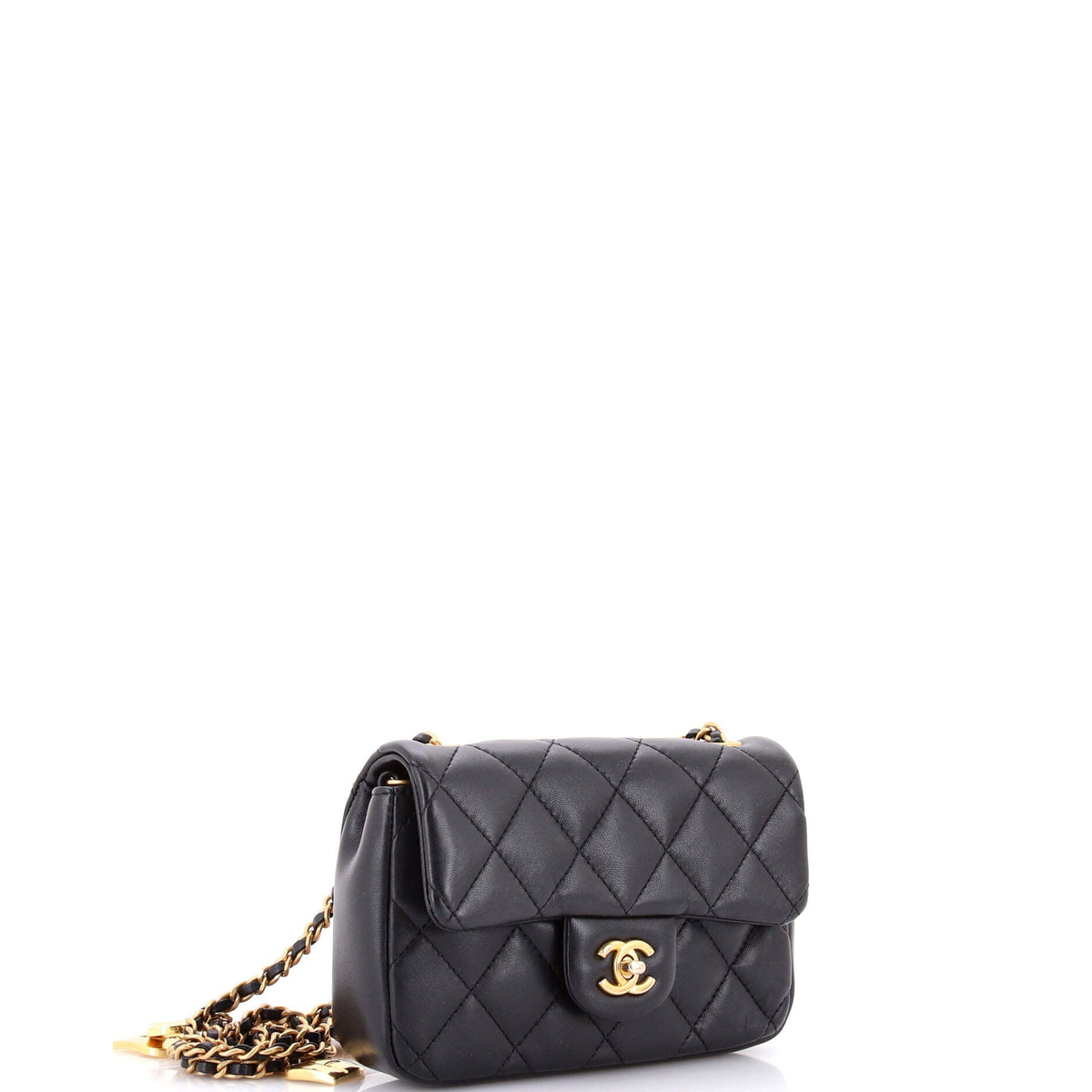 Heart Charms Flap Bag Quilted Lambskin Mini