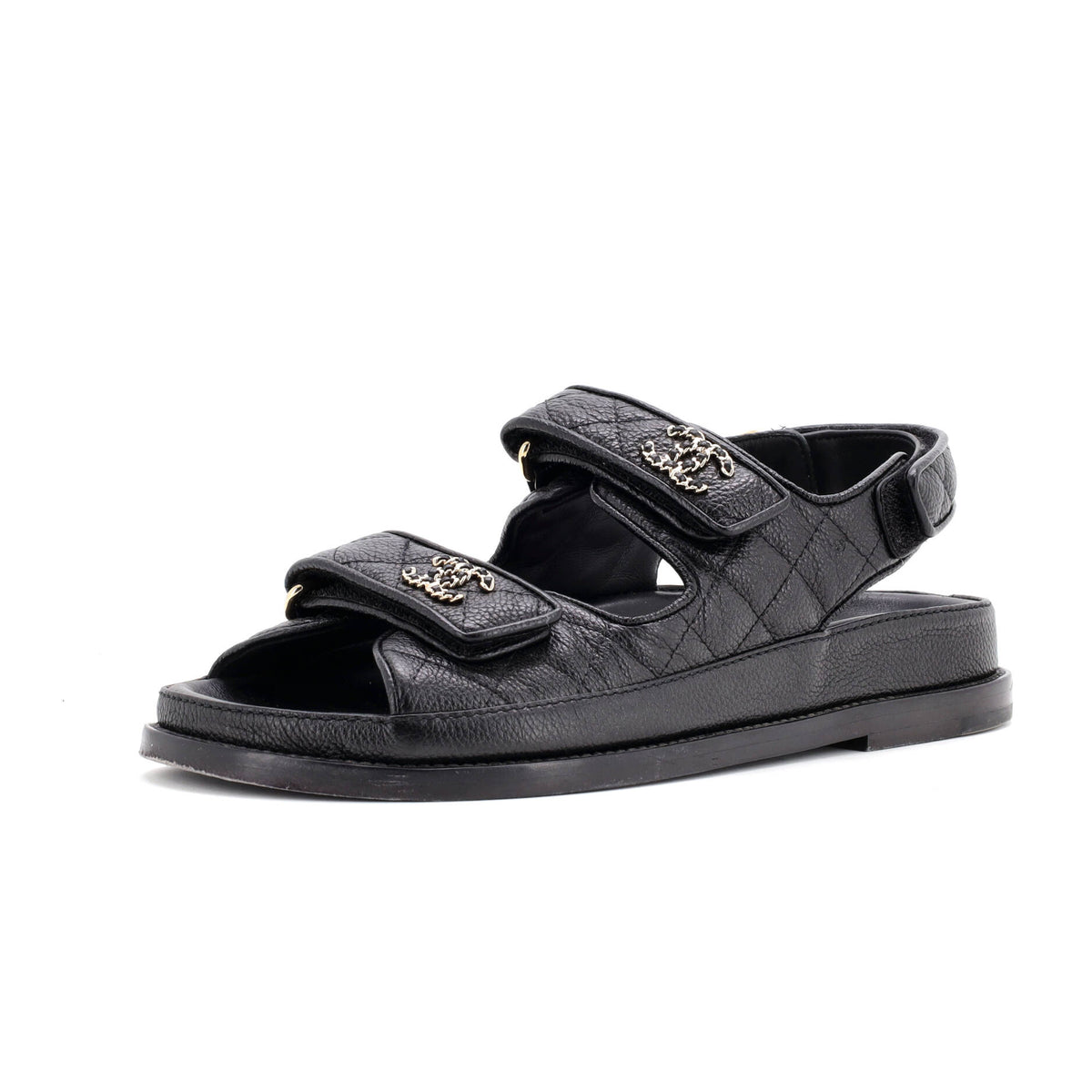 Women's Velcro Dad Sandals Quilted Leather