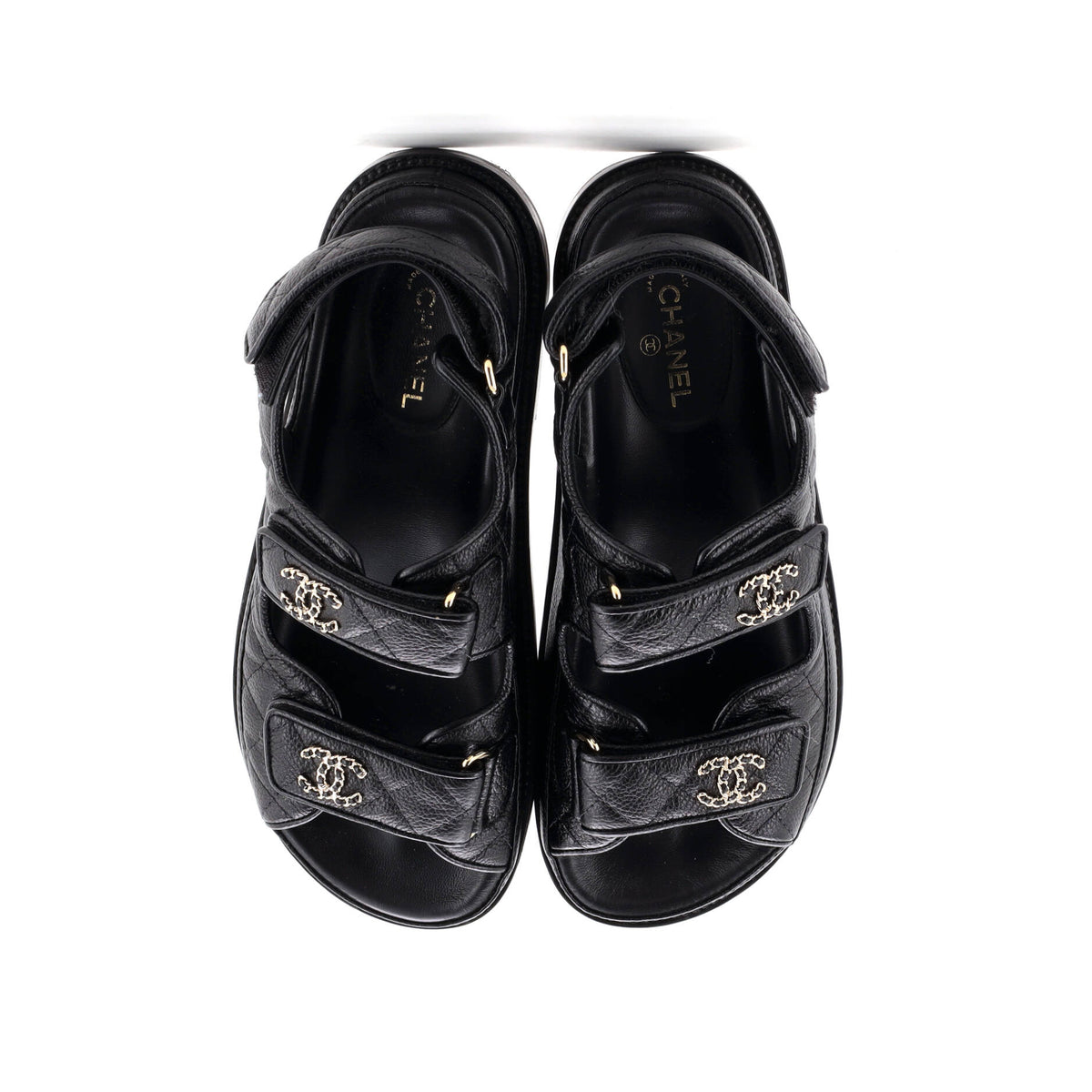 Women's Velcro Dad Sandals Quilted Leather